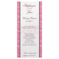 25 4x9 Wedding Program Pink Chandelier Rack Card Design