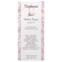 25 4x9 Wedding Program Pink Cherry Blossom Rack Card Design