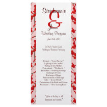 25 4x9 Wedding Program Red Cherry Blossom Custom Rack Cards