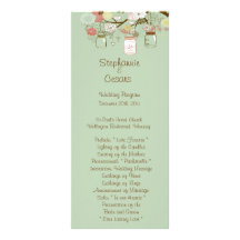 25 4x9 Wedding Program Spring Floral Mason Jars Rack Card Design