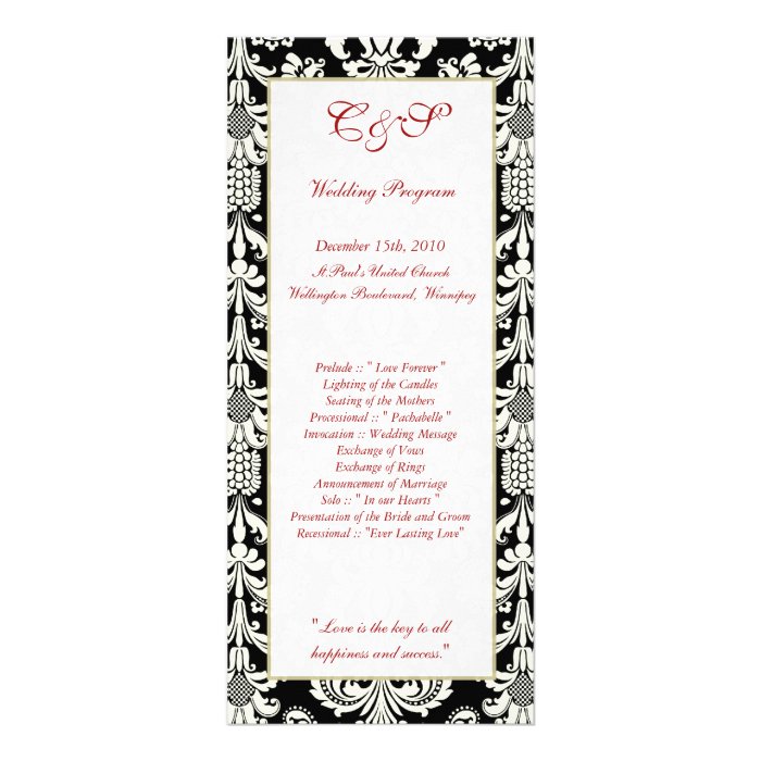 25 Black White Damask Wedding Programs Rack Card Template On Popscreen