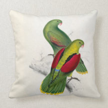 #25-Crimson-winged parrakeet pair Throw Pillow