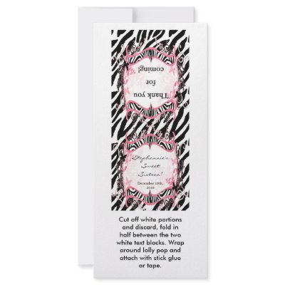 25 Lollipop Topper Girly Butterfly Zebra Print Rack Card by AnnLeeDesigns
