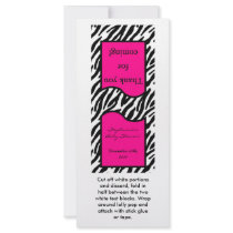 25 Lollipop Topper Hot Pink Zebra Print Rack Card Template