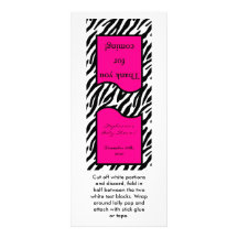 25 Lollipop Topper Hot Pink Zebra Print Rack Card Template
