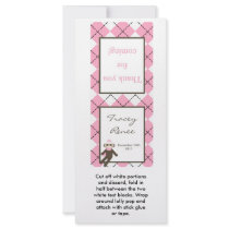 25 Lollipop Topper Pink Argyle Sock Monkey Personalized Rack Card