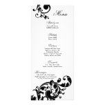 25 Menu Cards Black White Floral Filigree Flower Rack Card