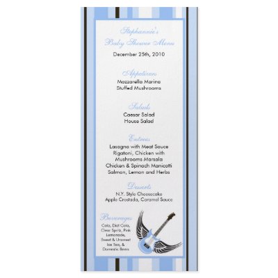 25 Menu Cards Boy Blue Punk Rocker Guitar Rack Card Template by thepapergenius