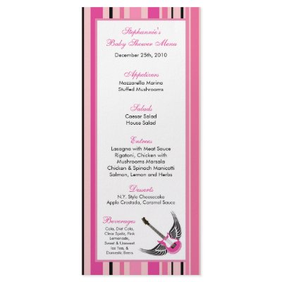 25 Menu Cards Girl Pink Punk Rock Skull Crossbones Personalized Rack Card by thepapergenius
