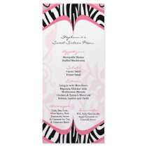 25 Menu Cards Girly Butterfly Zebra Print Pattern Rack Card Template