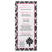 25 Menu Cards Hot Pink Black Damask Rack Card Design