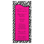 25 Menu Cards Hot Pink Zebra Print Personalized Rack Card