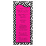 25 Menu Cards Hot Pink Zebra Print Personalized Rack Card