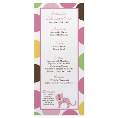 25 Menu Cards Jungle Queen Tiger Safari Zoo Animal Personalized Rack Card by AnnLeeDesigns