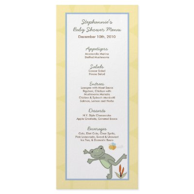 25 Menu Cards Leap Frog Turtle Bee Dragonfly Pond Rack Card by AnnLeeDesigns