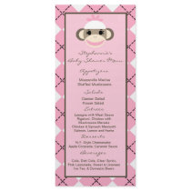 25 Menu Cards Pink Argyle Sock Monkey Rack Card Design