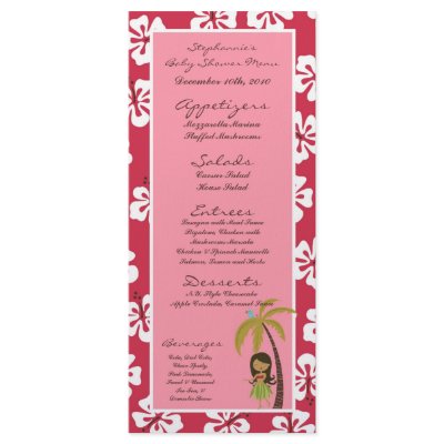 25 Menu Cards Pink Hawaiian Luau Tropical Customized Rack Card by AnnLeeDesigns