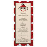 25 Menu Cards Red Sock Monkey argyle rack cards
