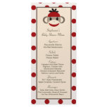 25 Menu Cards Red Sock Monkey rack cards