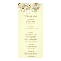 25 Menu Cards Spring Floral Mason Jars green pink Customized Rack Card