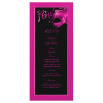 25 Menu Cards Sweet 16 Hot Pink Black Party Customized Rack Card