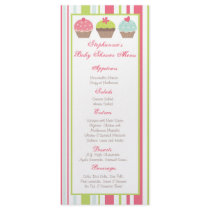 25 Menu Cards Tea Party Pink Pastel Cupcake Full Color Rack Card