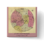 25 Miles Around Minneapolis - 1881 Map Pin