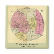 25 Miles Around Minneapolis - 1881 Map magnets by ZephyrusBooks 25 Miles Around Minneapolis - 1881 Map magnets