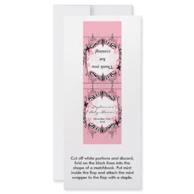25 Mint Matchbooks Girly Butterfly Zebra Print Rack Card Template by AnnLeeDesigns