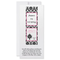 25 Mint Matchbooks Hot Pink Black Damask Personalized Rack Card