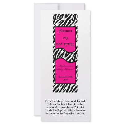 25 Mint Matchbooks Hot Pink Zebra Print Custom Rack Cards by AnnLeeDesigns