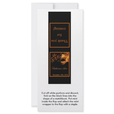 25 Mint Matchbooks Mis XV Orange Black Personalized Rack Card by AnnLeeDesigns