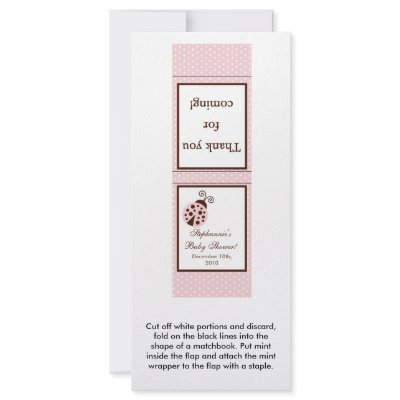 25 Mint Matchbooks Pink Ladybug Rack Card Design by AnnLeeDesigns