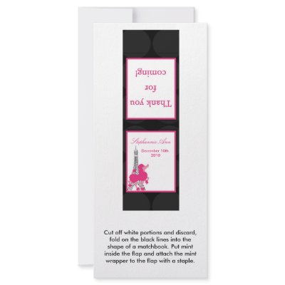 25 Mint Matchbooks Pink Poodle Paris Eiffel Tower Full Color Rack Card by AnnLeeDesigns