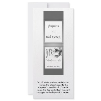 25 Mint Matchbooks Sweet 16 Silver White Party Custom Rack Card by AnnLeeDesigns