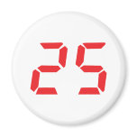 25 twenty-five red alarm clock digital number fridge magnet