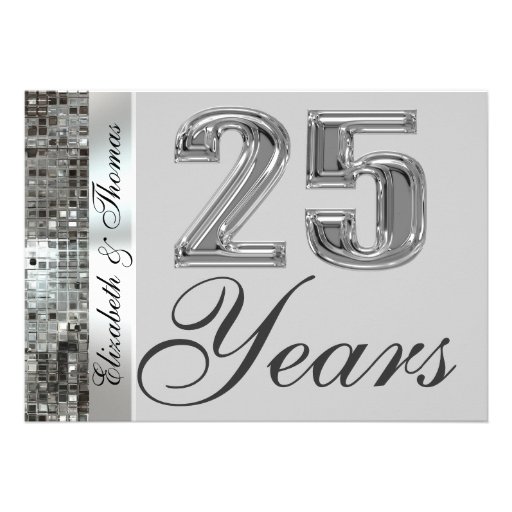 25 Years Silver Anniversary Elegant Invitation (front side)