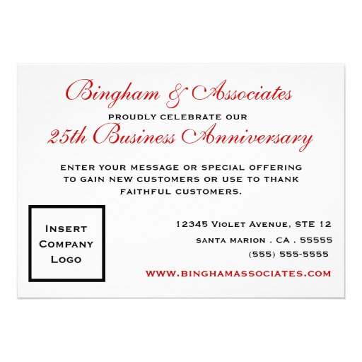 25th Anniversary Business Announcement Red