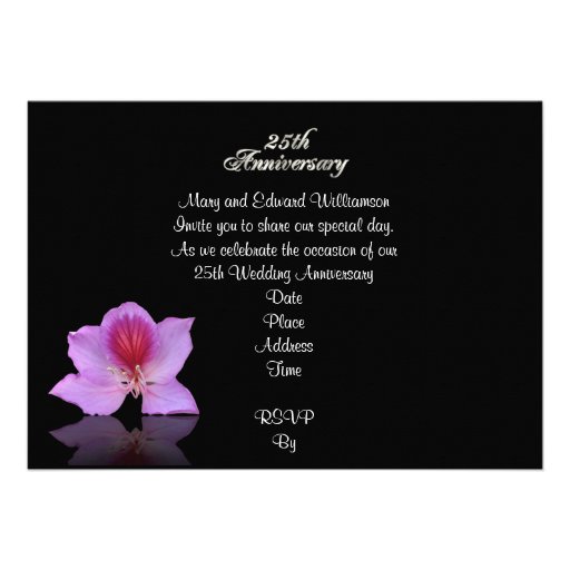 25th Anniversary Invitation orchid on black