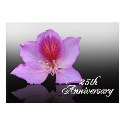 25th Anniversary Invitation orchid on black