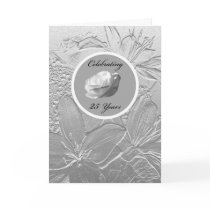 25th Anniversary Invitation -- Silver Flowers cards