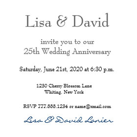 25th Anniversary Invitation - SILVER Rose invitation