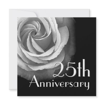 25th Anniversary Invitation - SILVER Rose by JaclinArt