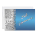25th Anniversary Ornate Silver Scrolls with Blue Announcement