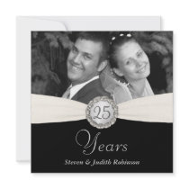 25th Anniversary Party - Faux Pocket Style -SQUARE Custom Invitations