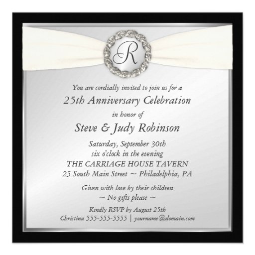 25th Anniversary Party - Faux Pocket Style -SQUARE Custom Invitations