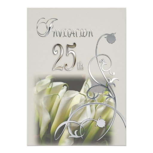25th Anniversary Party Invitation - Calla Lilies (front side)