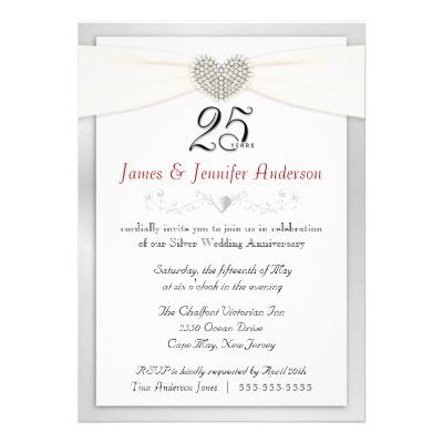 25th Anniversary Party Invitation  Vintage Silver