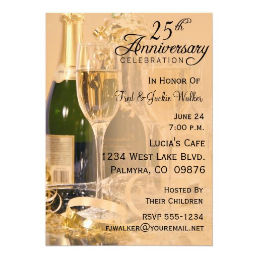 25th Anniversary Party Invitations 5 X 7 Invitation Card Zazzle