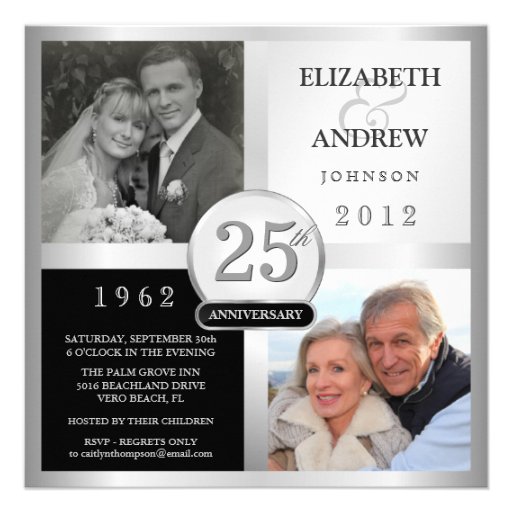 25th Anniversary Party Invitations - 2 Photos